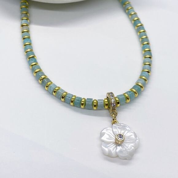 NEW FP x Luna Norte Mother Of Pearl & Amazonite Necklace - Picture 11 of 14